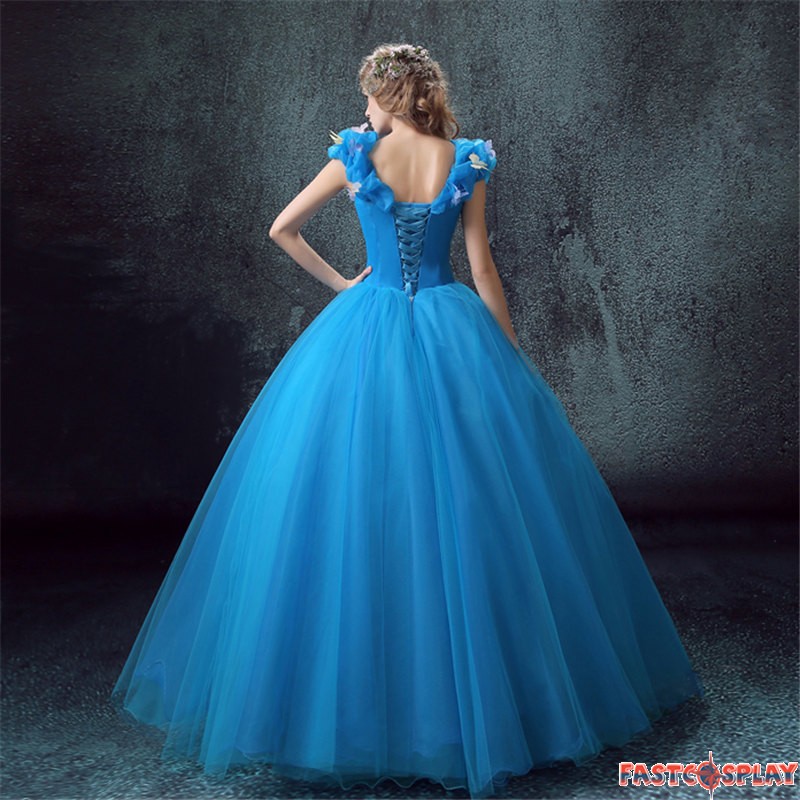 Cinderella Live Action Blue Wedding Dress Cosplay Deluxe