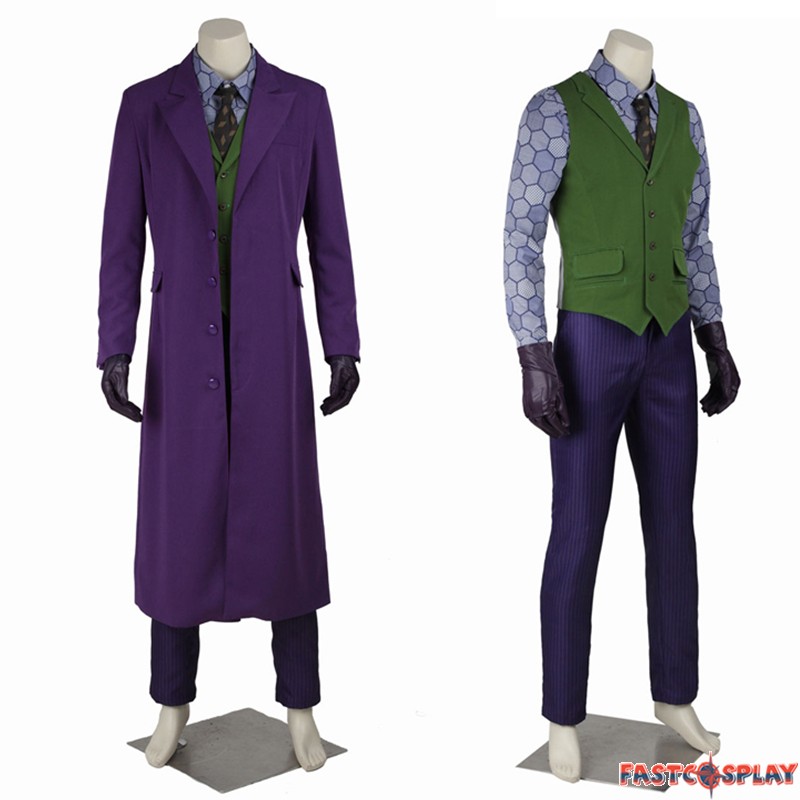 Dark Knight Joker Set Gabardine Trench Coat Cosplay Costumes