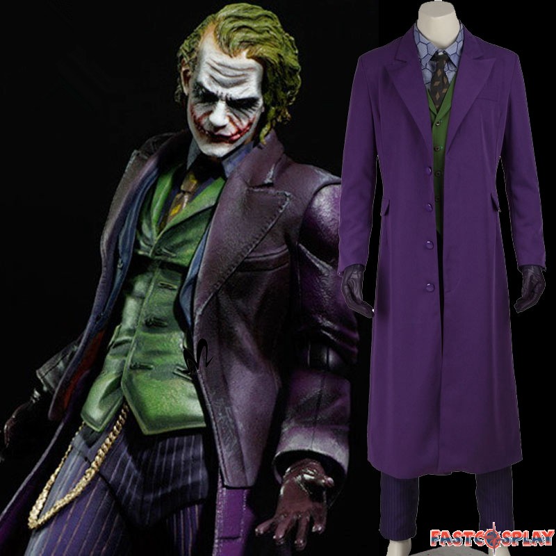 Dark Knight Joker Set Gabardine Trench Coat Cosplay Costumes