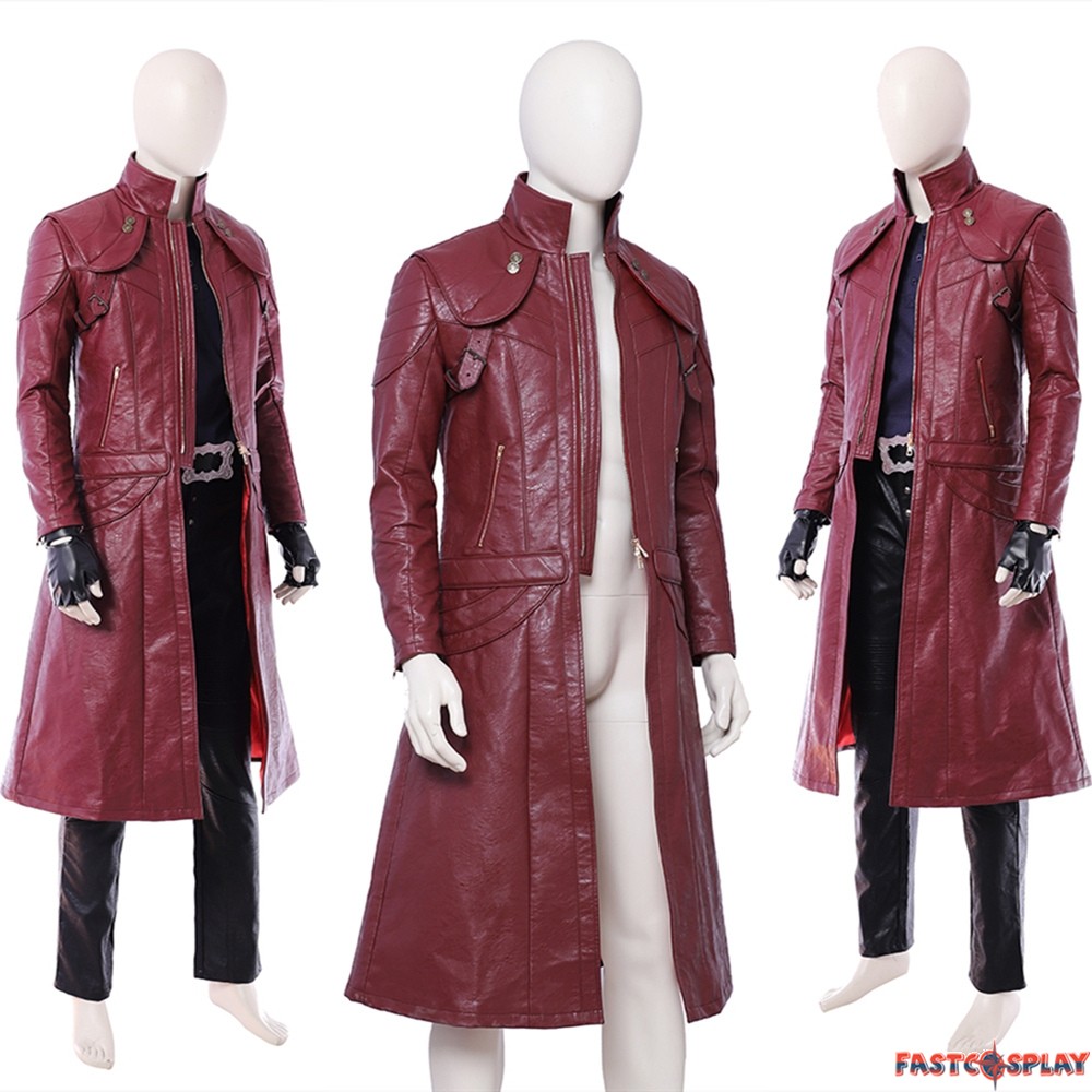 Devil May Cry Dante Cosplay Costume DMC 5 Leather Jacket Trench Coat –  Coserz