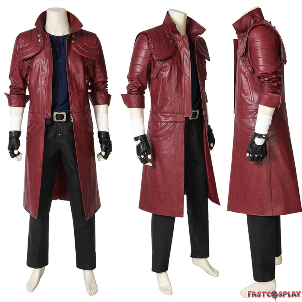 DMC5 Game Devil May Cry Dante Cosplay Costume Jacket PU Overcoat