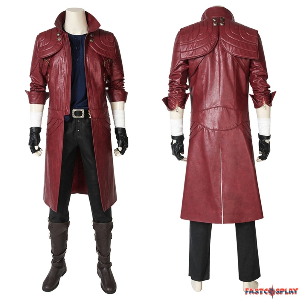 DMC5 Game Devil May Cry Dante Cosplay Costume Jacket PU Overcoat