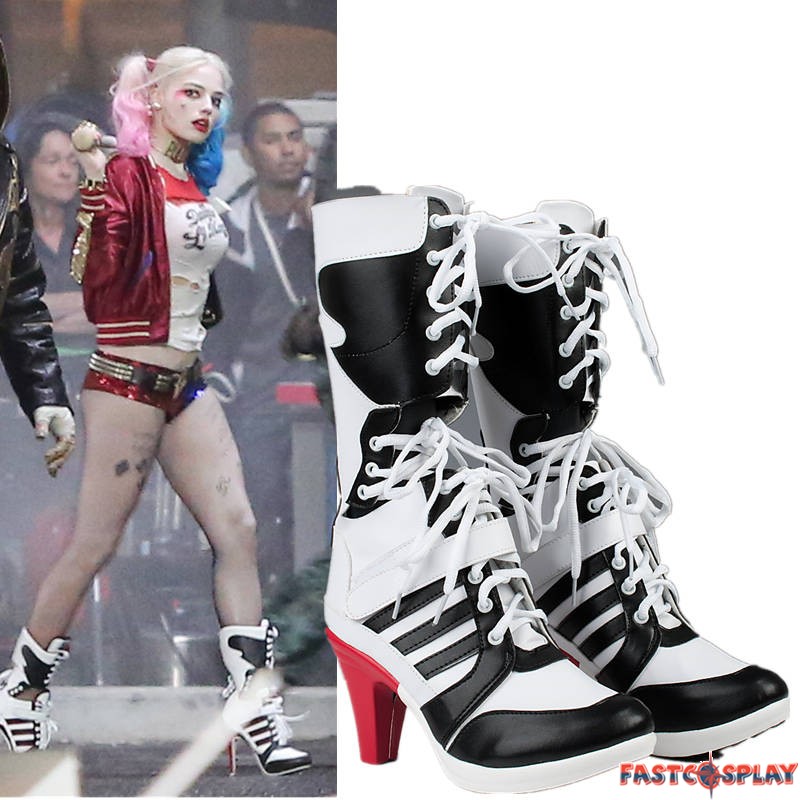 Suicide Squad Harley Quinn Boots Shoes Women Cosplay Prop Accessories 