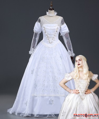 Disney Alice In Wonderland White Queen Dress Cosplay Costume