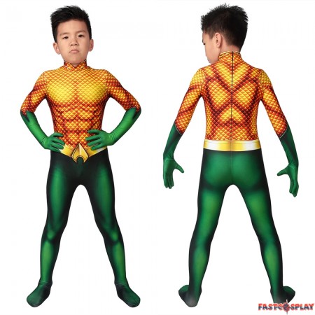 Aquaman Arthur Curry Kids 3D Cosplay Jumpsuit