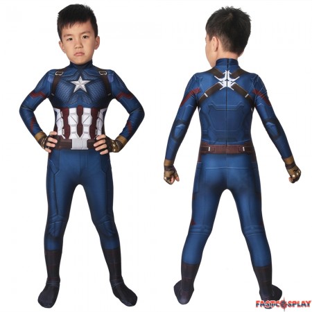 Avengers: Endgame Captain America Kids 3D Zentai Jumpsuit