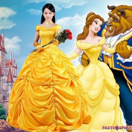 Disney Beauty and the Beast Belle Princess Evening Gown Dresses Costume