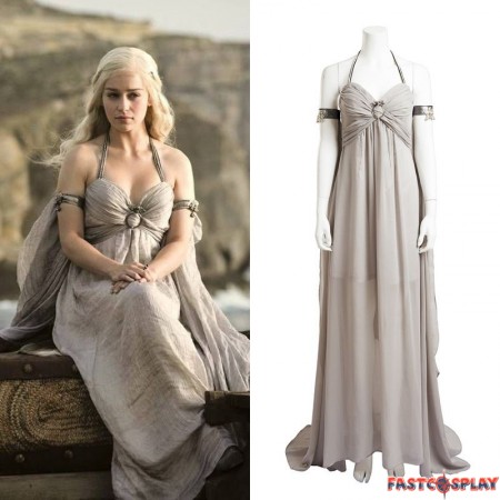 Game of Thrones Daenerys Targaryen Grey Dress Cosplay Deluxe Costume