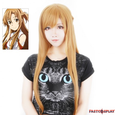 Sword Art Online Asuna Yuuki Braided Long Gold Brown Cosplay Wigs