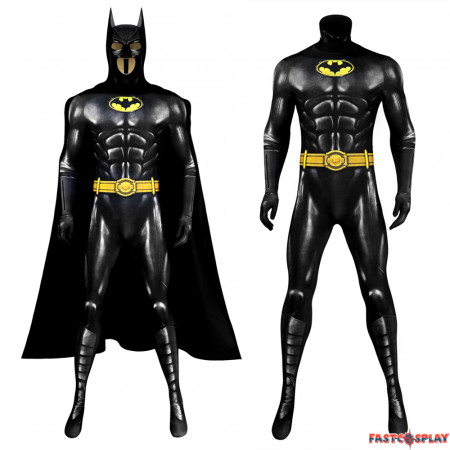 The Flash Batman Bruce Wayne Michael Keaton Jumpsuit with Cloak