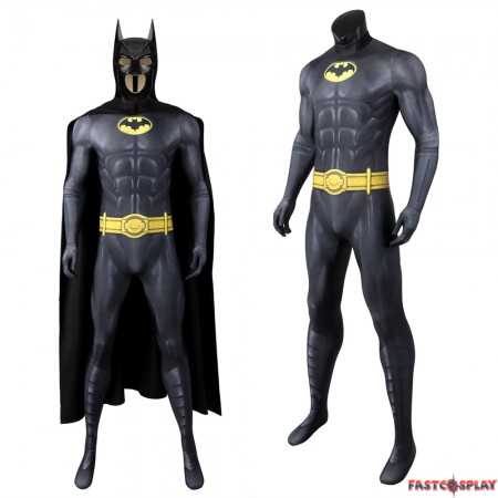 The Flash Bruce Wayne Michael Keaton Batman Jumpsuit with Cloak