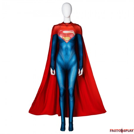 The Flash Supergirl Cosplay Jumpsuit with Cloak