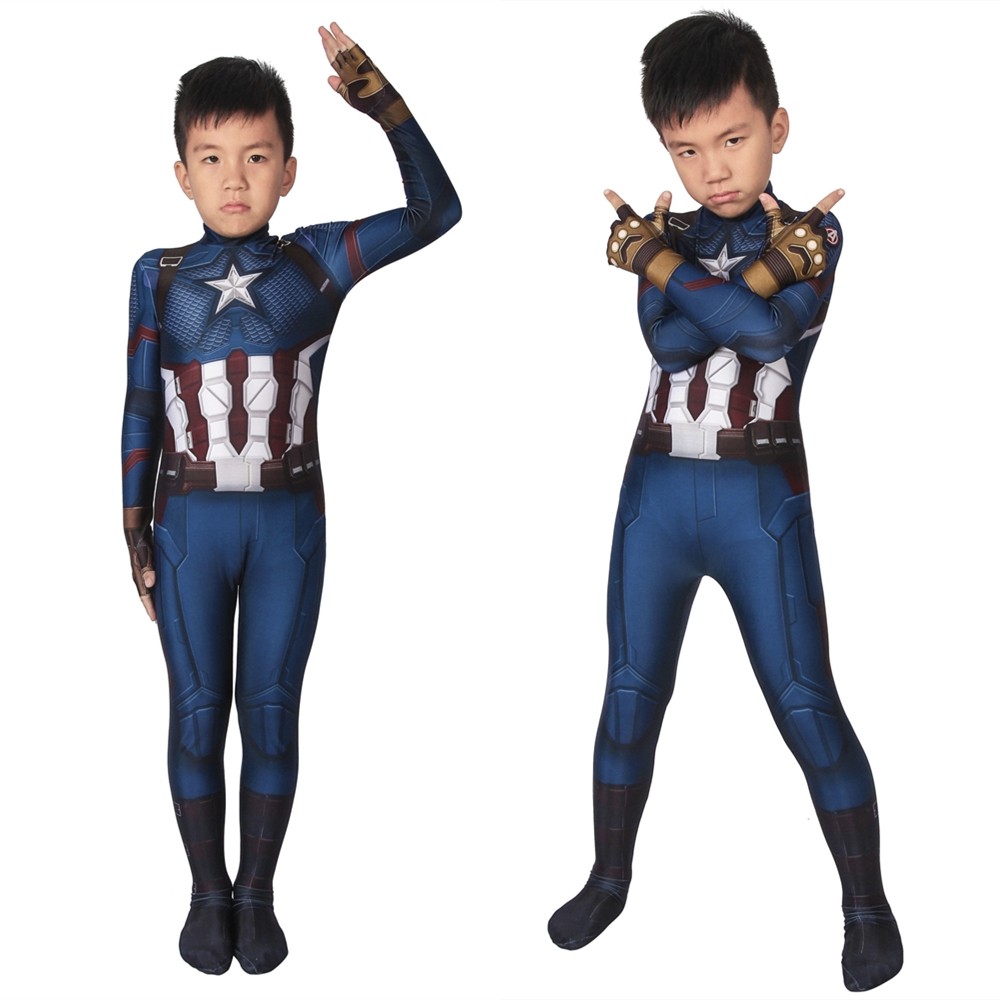 Avengers: Endgame Captain America Kids 3D Zentai Jumpsuit
