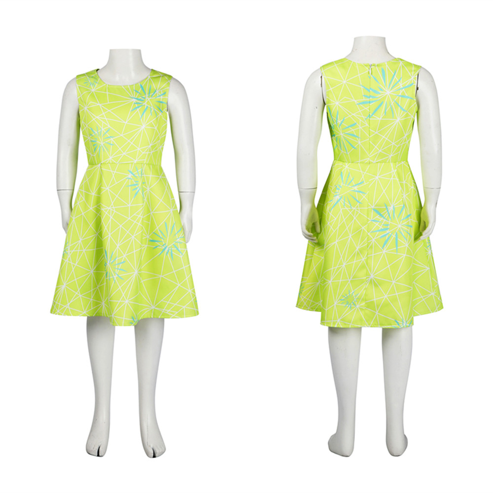 Inside Out 2 Joy Kids Green Cosplay Dress