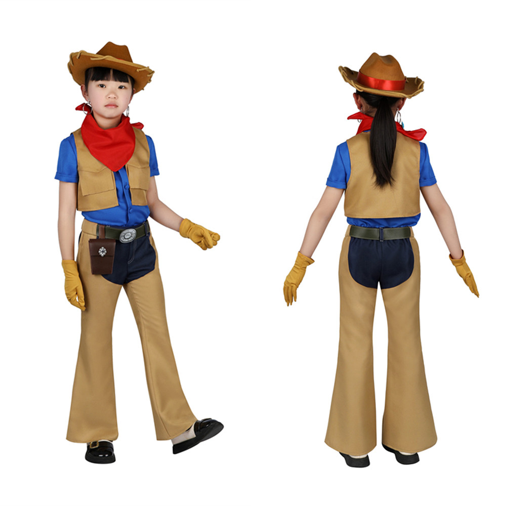 Princess Peach Showtime Cowboy Peach Kids Cosplay Costume