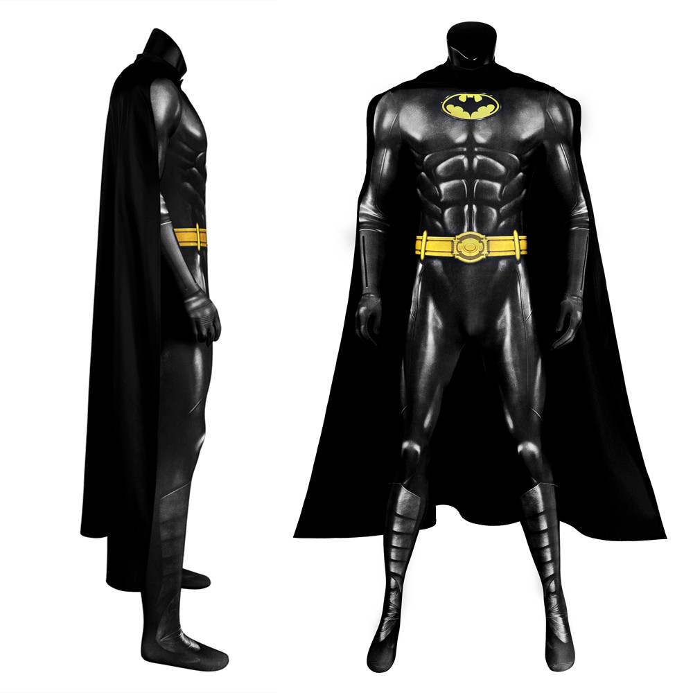 The Flash Batman Bruce Wayne Michael Keaton Jumpsuit with Cloak