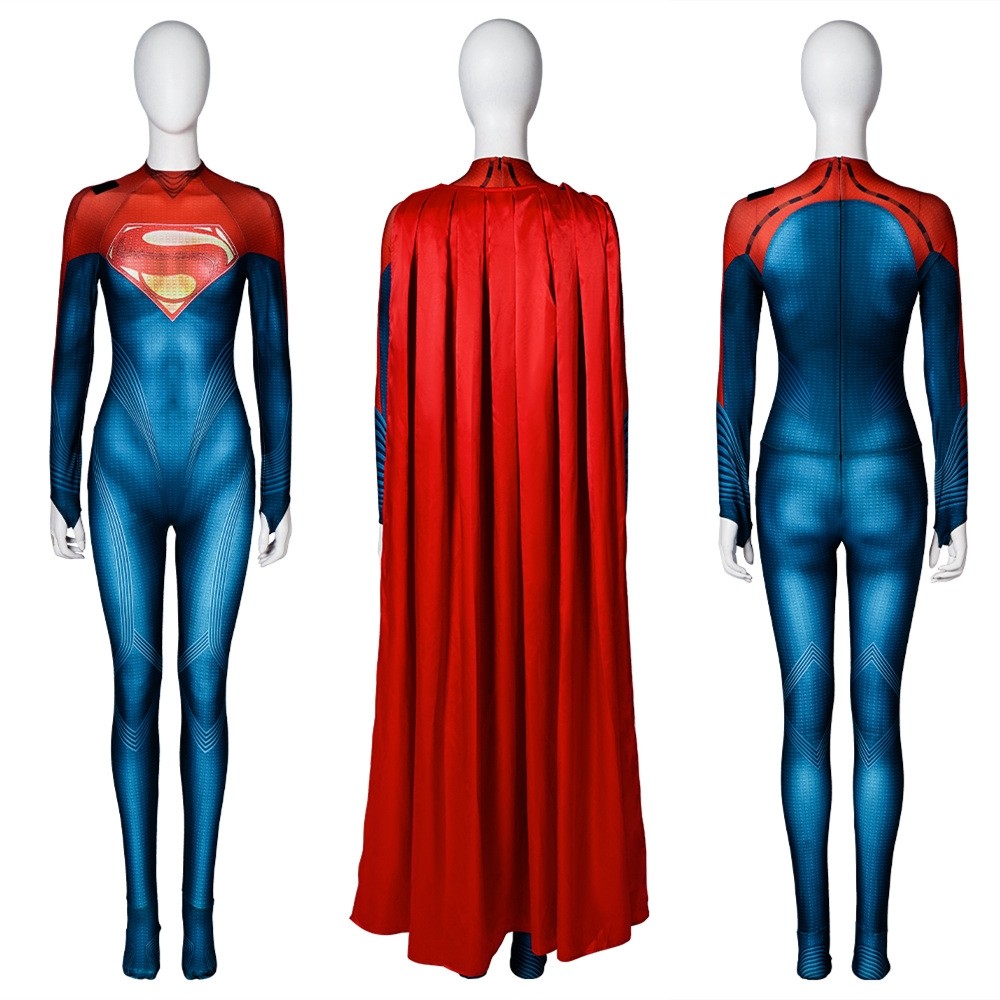The Flash Supergirl Cosplay Jumpsuit with Cloak