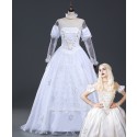 Disney Alice In Wonderland White Queen Dress Cosplay Costume