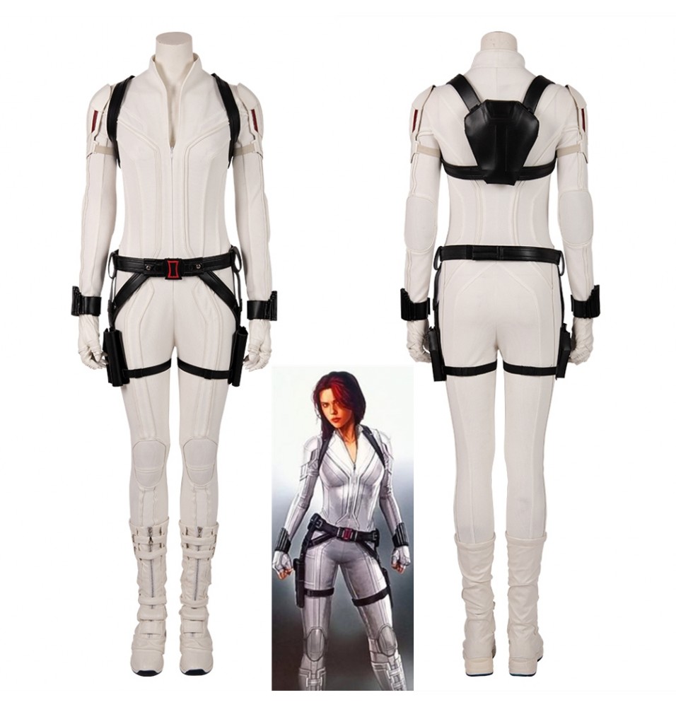 2020 Black Widow Cosplay Costume White Jumpsuit