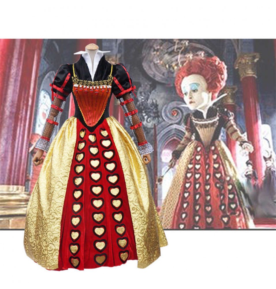 Disney Alice In Wonderland Red Queen Dress Cosplay Costume