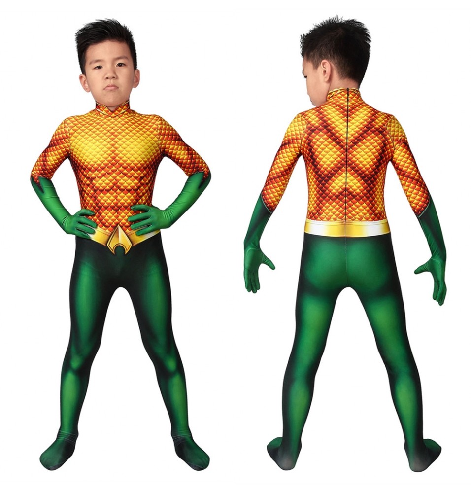 Aquaman Arthur Curry Kids 3D Cosplay Jumpsuit