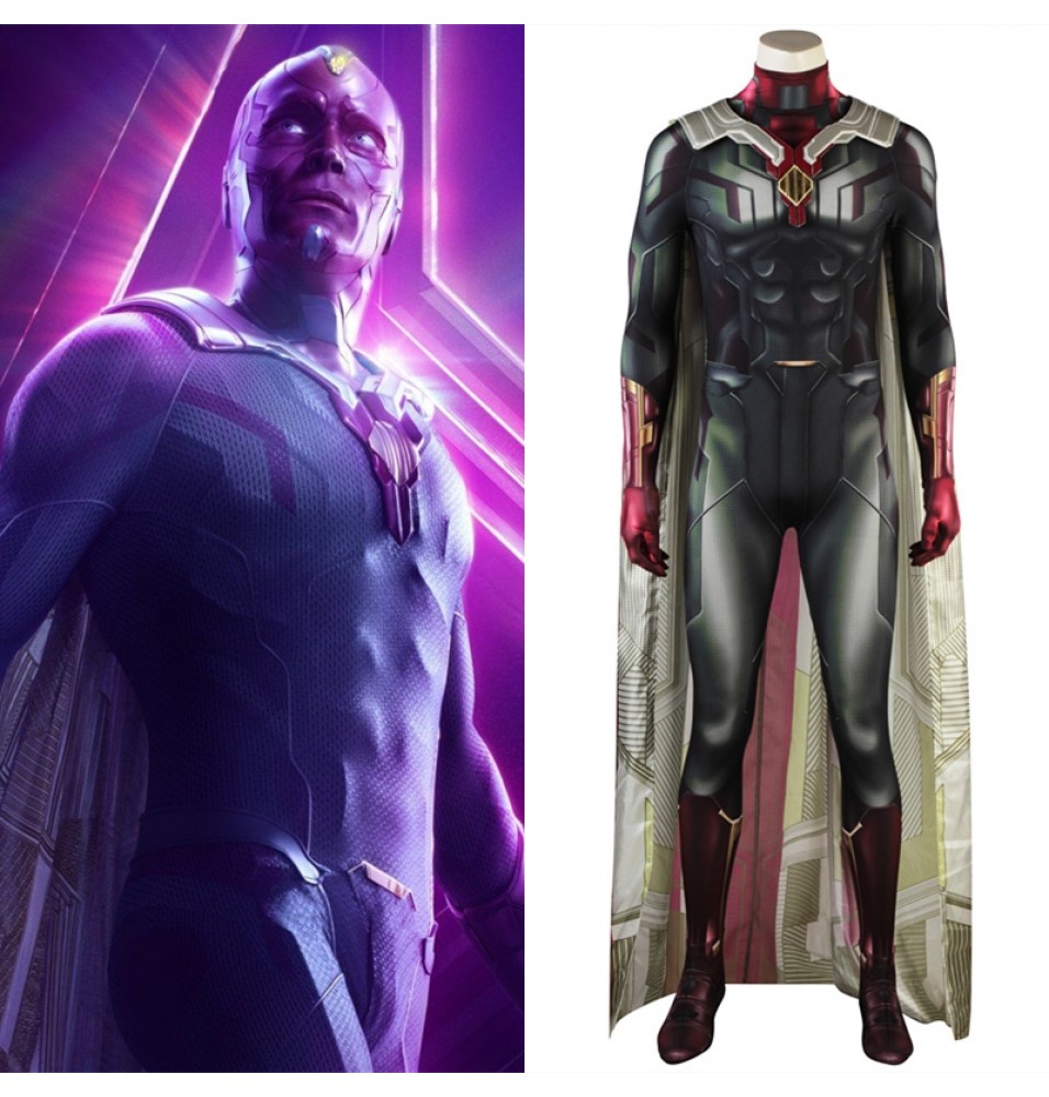 Avengers Infinity War Vision Cosplay Costume 3D Shade Printed Jumpsuit