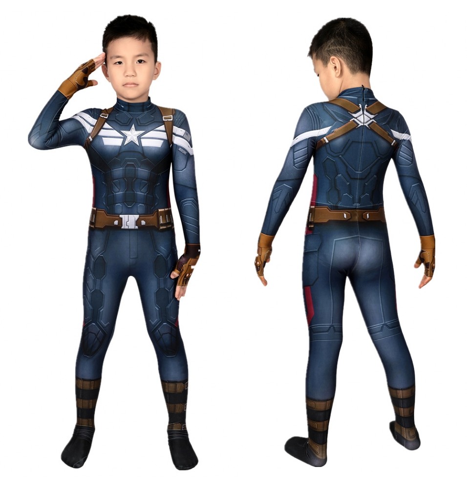 Captain America 2: The Winter Soldier Steve Rogers Kids 3D Jumpsuit