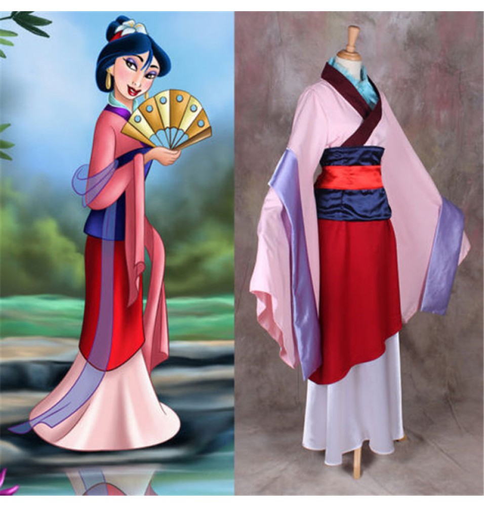 Disney Princess Hua Mulan Dress Cosplay Halloween Party Costume
