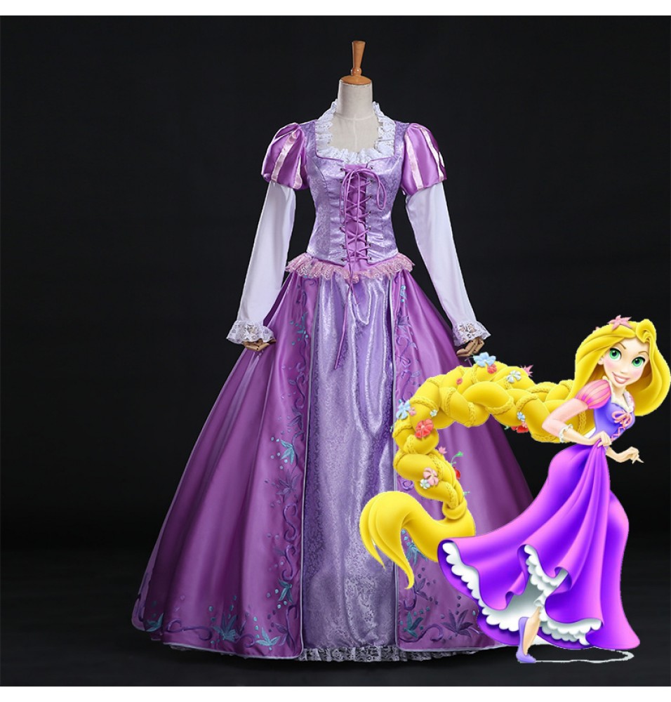 Disney Tangled Princess Rapunzel Dress Cosplay Costume