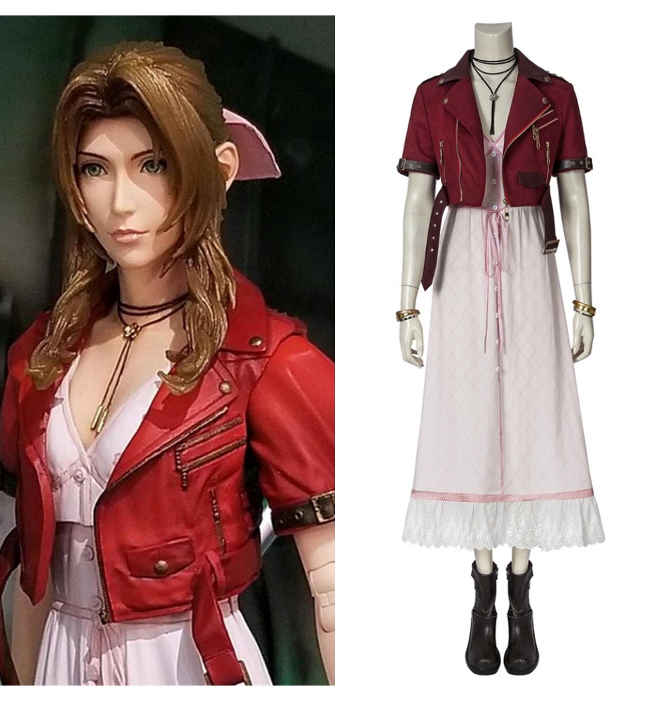 Final Fantasy VII PS4 Game FF7 Aerith Gainsborough Cosplay Costume