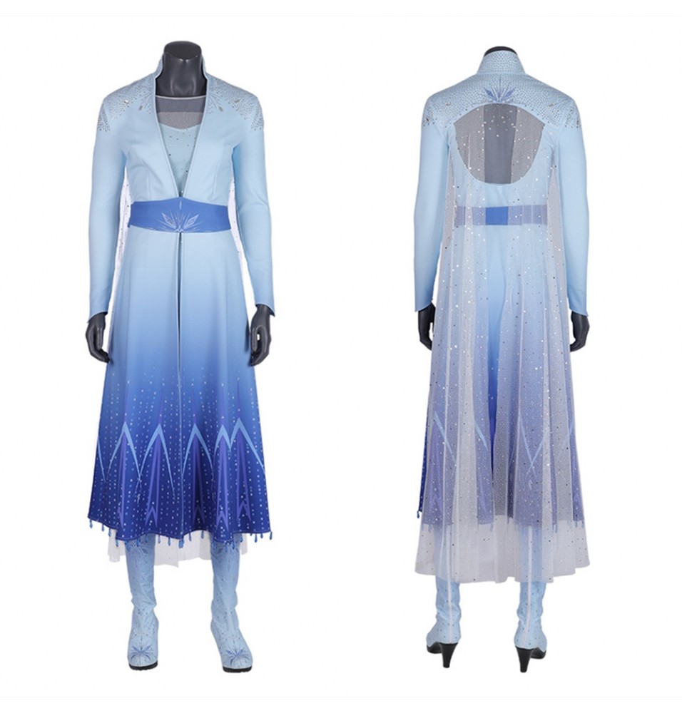Frozen 2 Elsa Cosplay Costume Dress Deluxe Version
