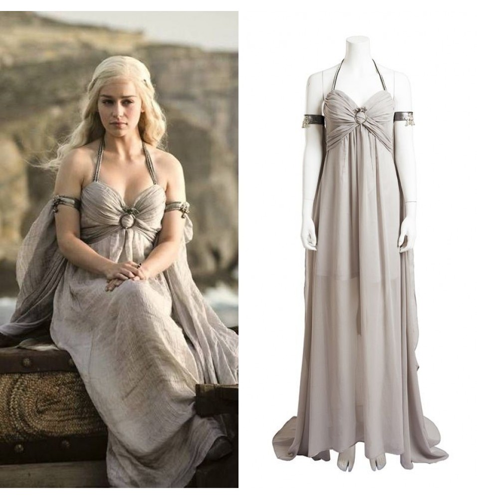 Game of Thrones Daenerys Targaryen Grey Dress Cosplay Deluxe Costume