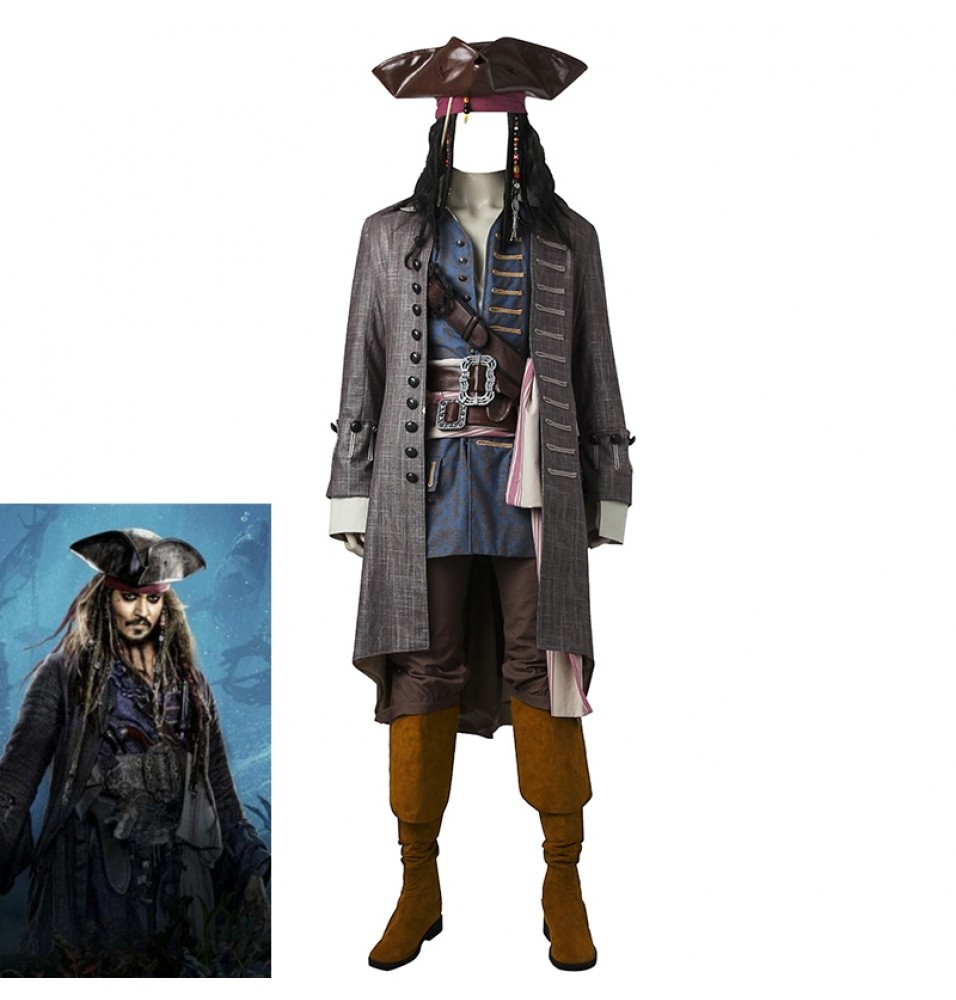 Pirates of the Caribbean Captain Jack Sparrow Cosplay Costumes Deluxe Version