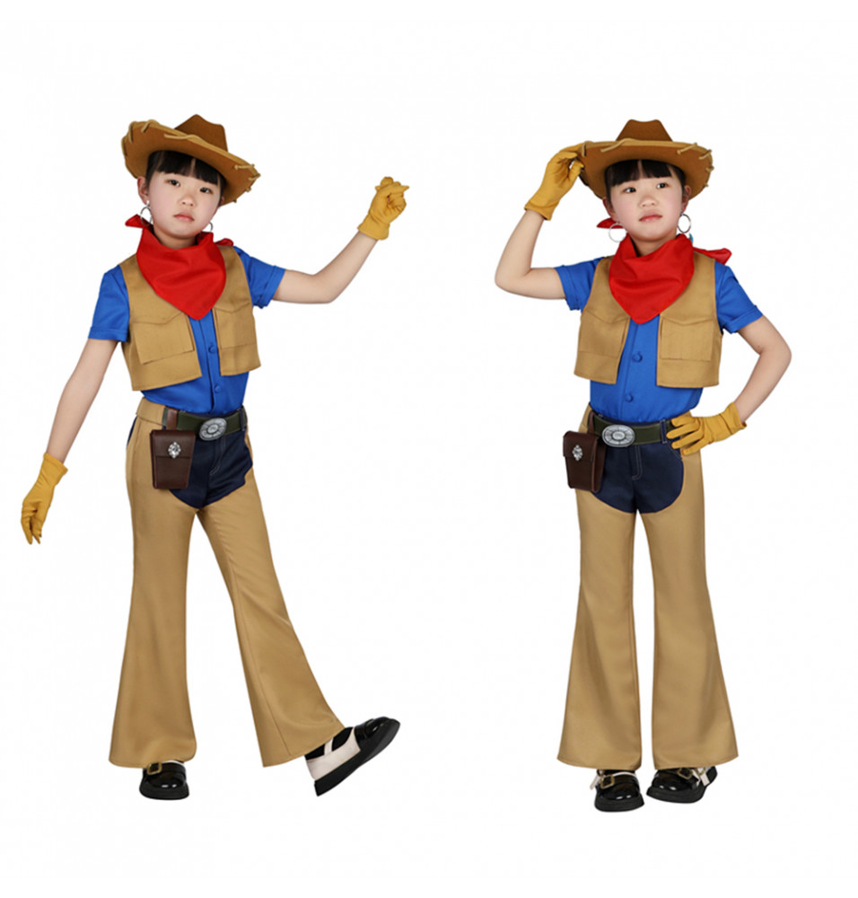 Princess Peach Showtime Cowboy Peach Kids Cosplay Costume