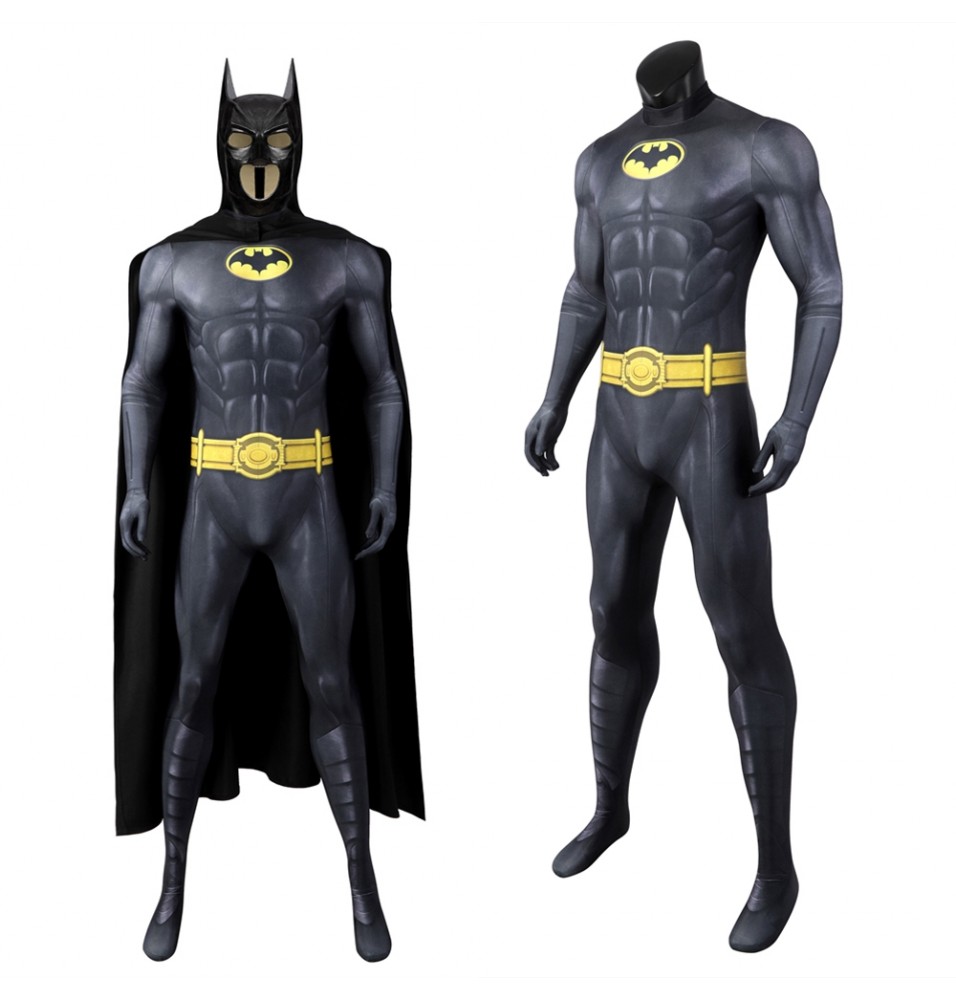 The Flash Bruce Wayne Michael Keaton Batman Jumpsuit with Cloak