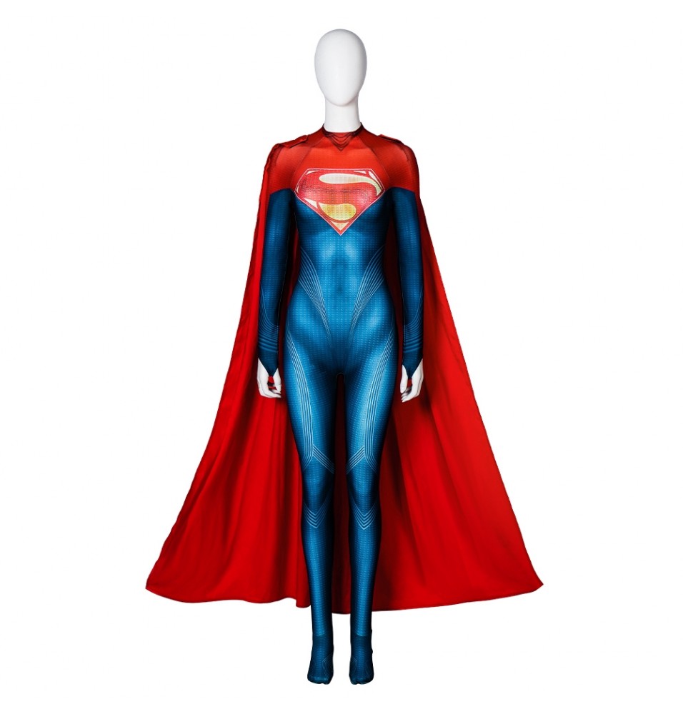 The Flash Supergirl Cosplay Jumpsuit with Cloak