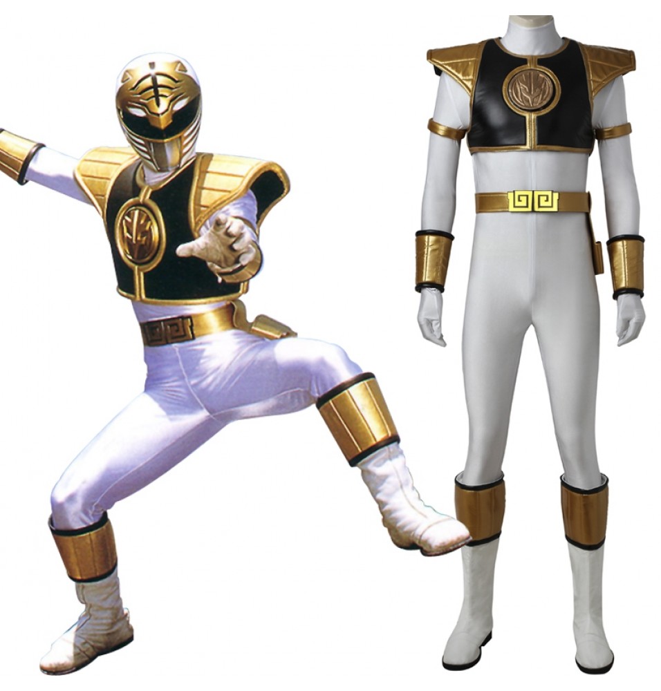 Tyranno Ranger White Ranger Tommy Jumpsuit Cosplay Costume