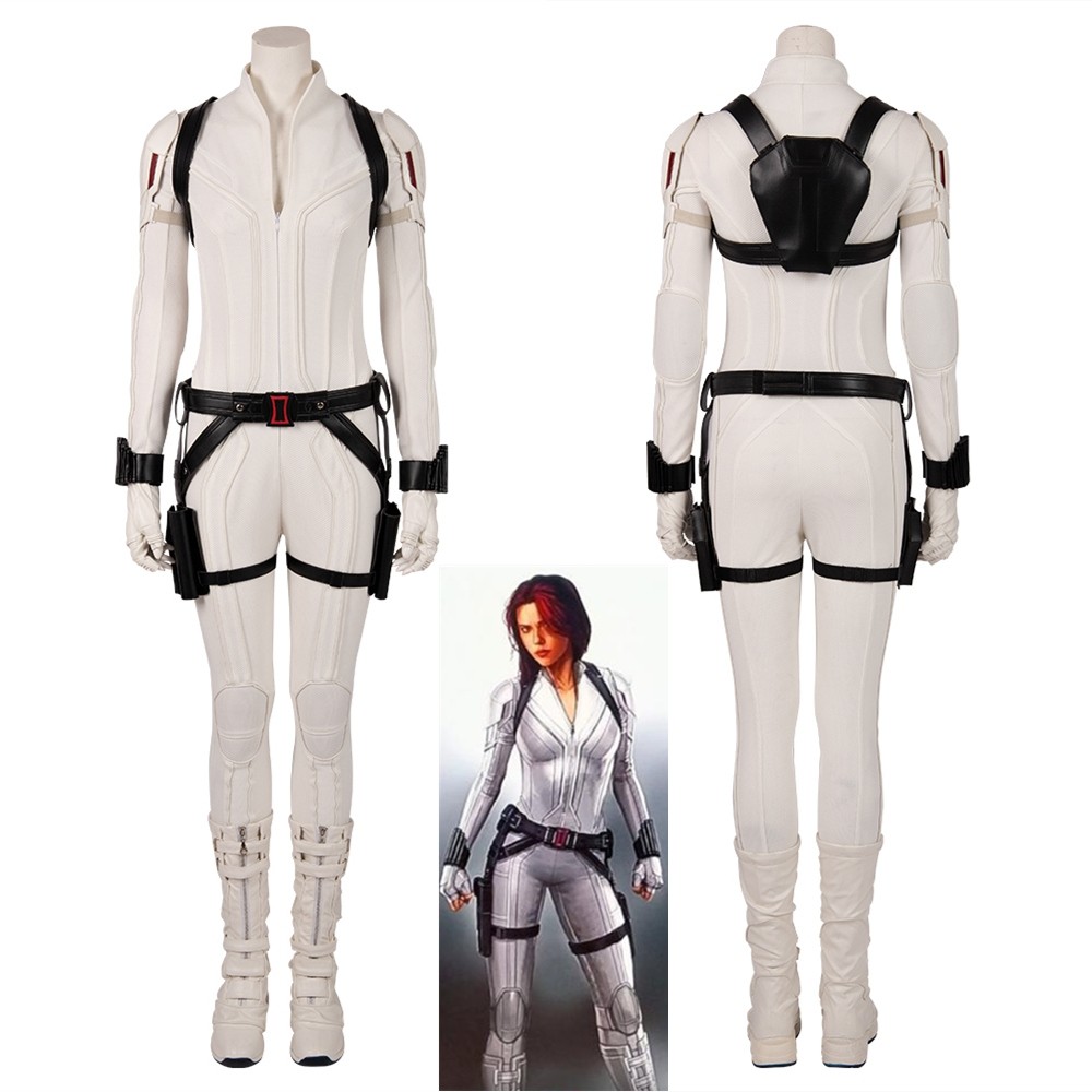 2020 Black Widow Cosplay Costume White Jumpsuit