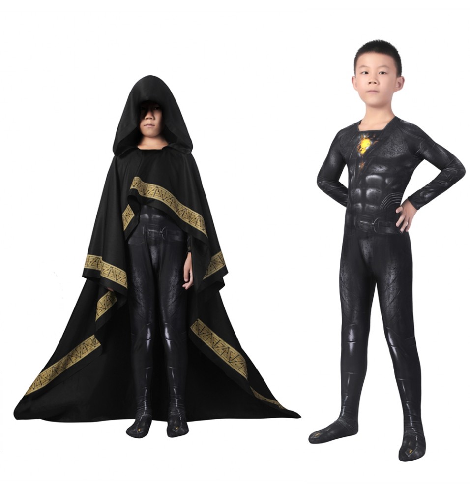 2022 Black Adam Kids Jumpsuit with Cloak