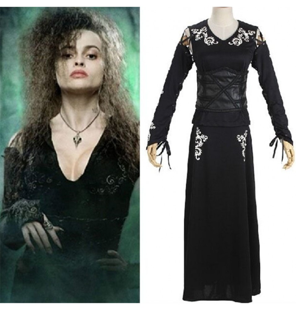 Harry Potter Bellatrix Lestrange Black Dress Cosplay Costume