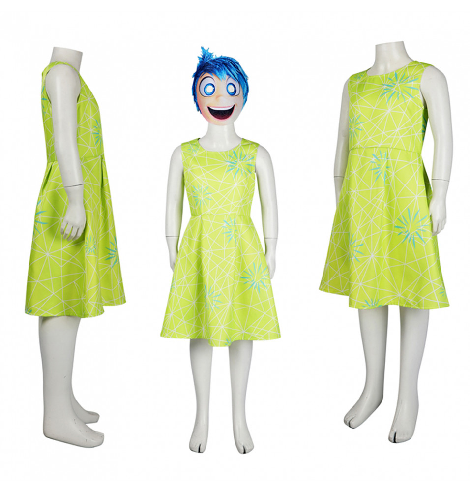 Inside Out 2 Joy Kids Green Cosplay Dress