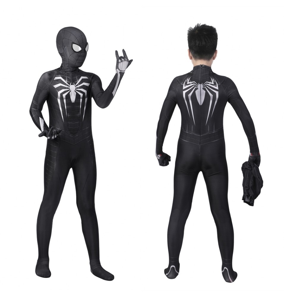 PS5 Spider-Man Miles Morales Symbiote Black Suit Kids Jumpsuit