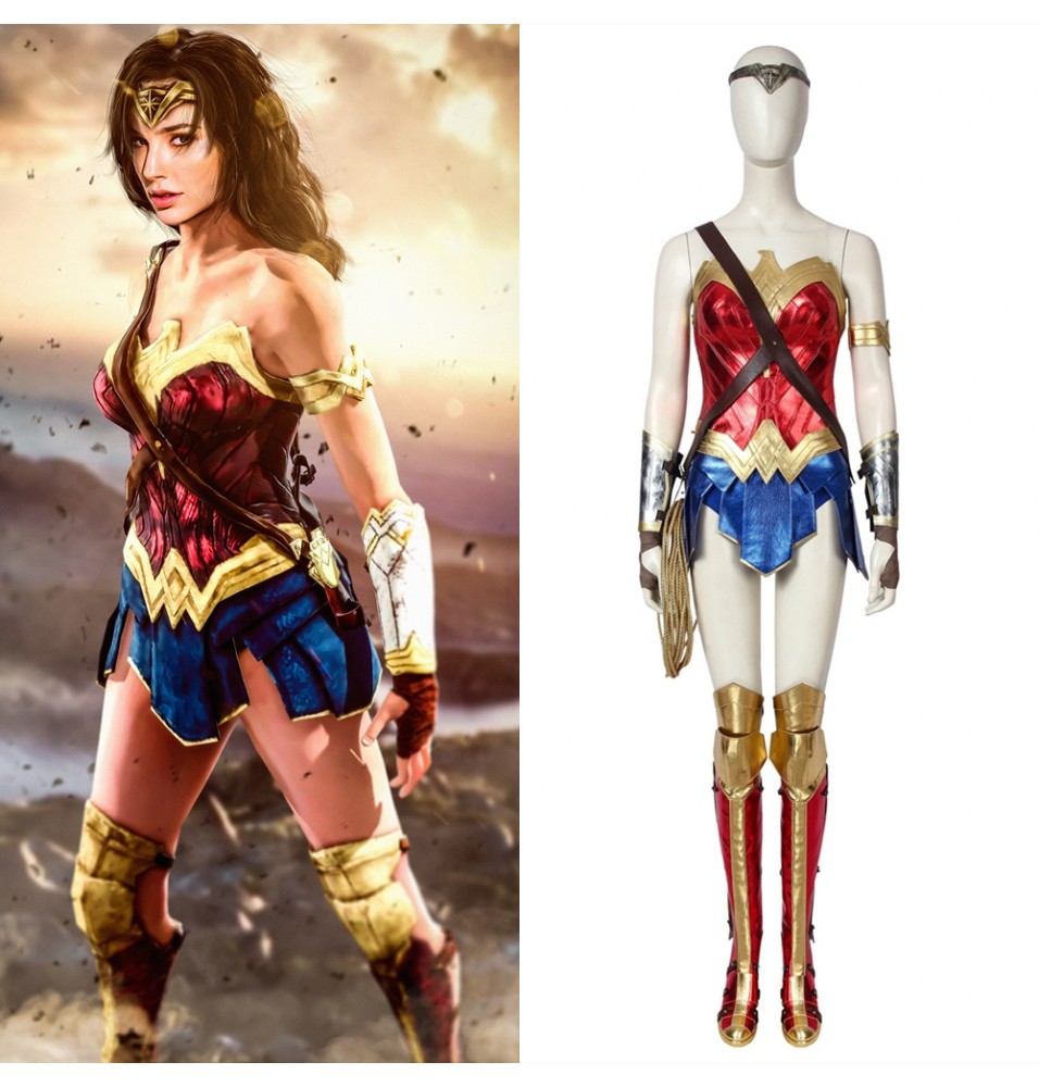 Wonder Woman 1984 Diana Prince Cosplay Costume Gold Version Cuir tenue Lot 
